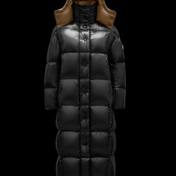 2022 Moncler Parnaiba Parka Long Down Jacket Women Hooded Down Puffer Coat Winter Outerwear Black