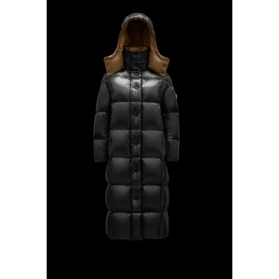 2022 Moncler Parnaiba Parka Long Down Jacket Women Hooded Down Puffer Coat Winter Outerwear Black