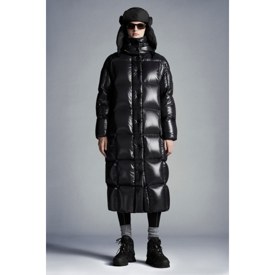 2022 Moncler Parnaiba Parka Long Down Jacket Women Hooded Down Puffer Coat Winter Outerwear Black