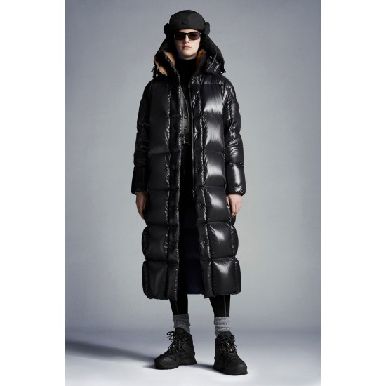 2022 Moncler Parnaiba Parka Long Down Jacket Women Hooded Down Puffer Coat Winter Outerwear Black