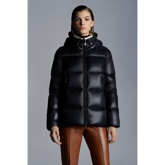 2022 Moncler Seritte Parka Short Down Jacket Women Down Puffer Coat Winter Outerwear Night Blue