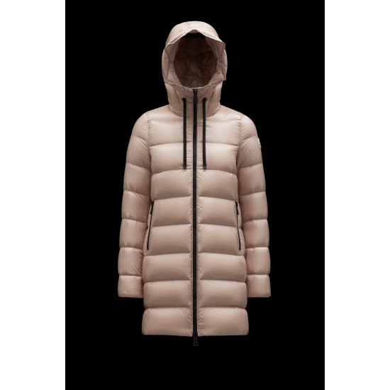 2022 Moncler Suyen Parka Long Down Jacket Women Down Puffer Coat Winter Outerwear Blush Pink