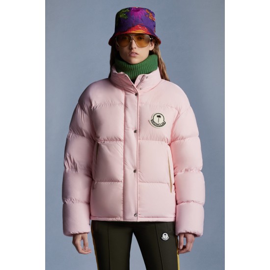 8 MONCLER PALM ANGELS Antora Short Down Jacket Womens Down Puffer Coat Winter Outerwear Pink