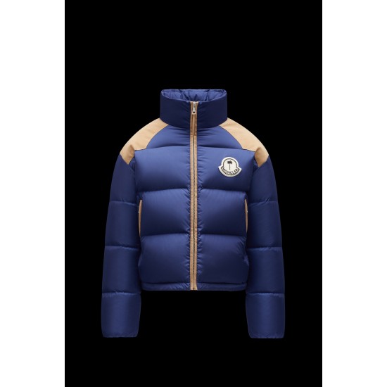 8 MONCLER PALM ANGELS Kelsey Short Down Jacket Womens Down Puffer Coat Winter Outerwear Night Blue