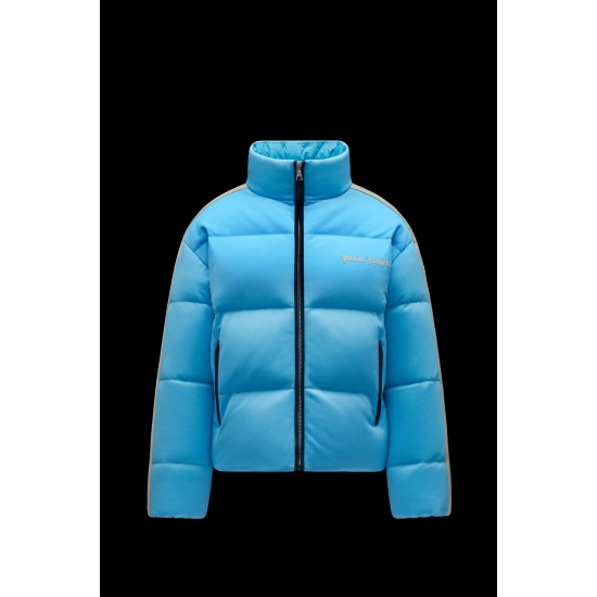 8 MONCLER PALM ANGELS Rodman Short Down Jacket Womens Down Puffer Coat Winter Outerwear Blue