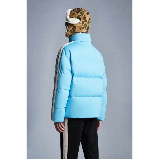 8 MONCLER PALM ANGELS Rodman Short Down Jacket Womens Down Puffer Coat Winter Outerwear Blue