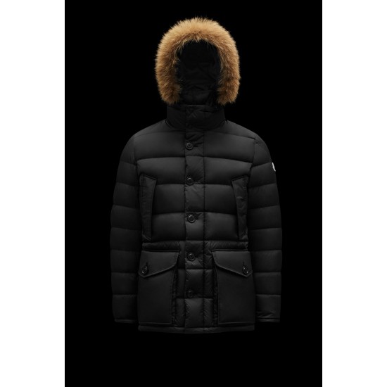 MONCLER Cluny Long Down Jacket Mens Hooded Puffer Down Coat Winter Outerwear Black