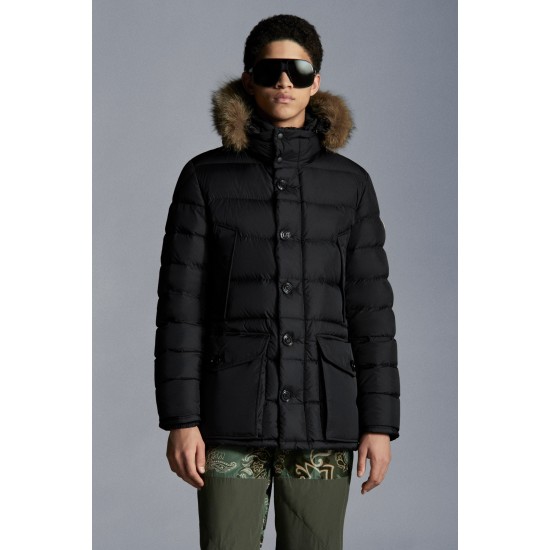 MONCLER Cluny Long Down Jacket Mens Hooded Puffer Down Coat Winter Outerwear Black