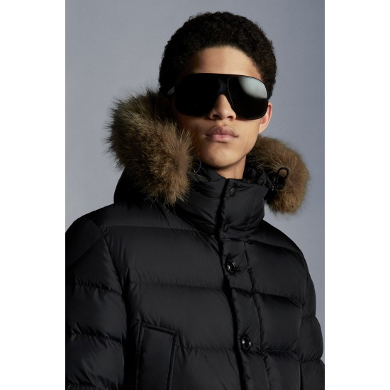 MONCLER Cluny Long Down Jacket Mens Hooded Puffer Down Coat Winter Outerwear Black