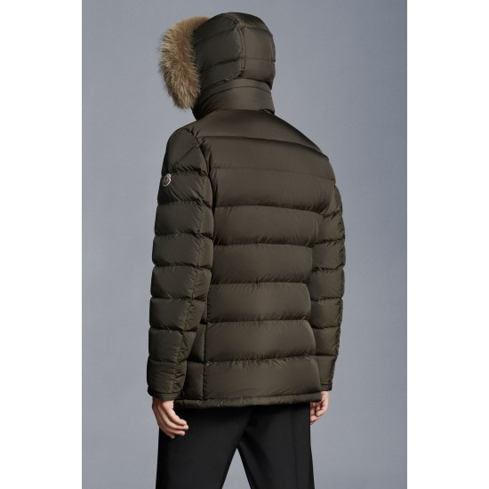 MONCLER Cluny Long Down Jacket Mens Hooded Puffer Down Coat Winter Outerwear Dark Army Green