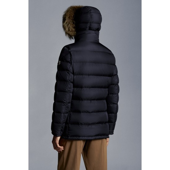 MONCLER Cluny Long Down Jacket Mens Hooded Puffer Down Coat Winter Outerwear Night Blue