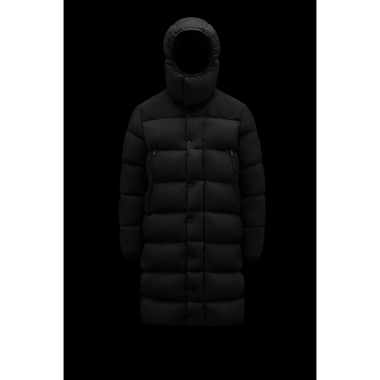 MONCLER Hanss Long Down Jacket Mens Hooded Puffer Down Coat Winter Outerwear Black