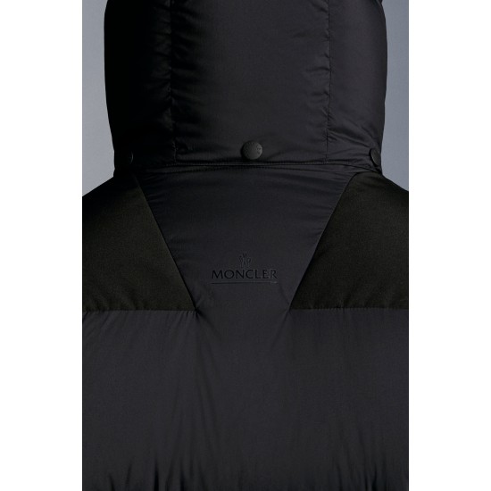 MONCLER Hanss Long Down Jacket Mens Hooded Puffer Down Coat Winter Outerwear Black