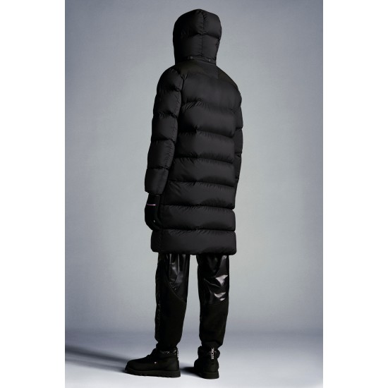 MONCLER Hanss Long Down Jacket Mens Hooded Puffer Down Coat Winter Outerwear Black