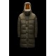 MONCLER Harel Long Down Jacket Mens Hooded Puffer Down Coat Winter Outerwear Reversible Army Green