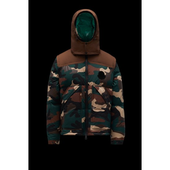 2022 Moncler Cavet Short Down Jacket Mens Winter Hooded Puffer Down Coat Outerwear Camouflage Print