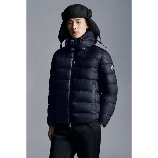 2022 Moncler Cuvellier Short Down Jacket Mens Winter Puffer Down Coat Outerwear Night Blue