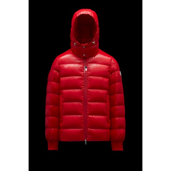 2022 Moncler Cuvellier Short Down Jacket Mens Winter Puffer Down Coat Outerwear Scarlet Red