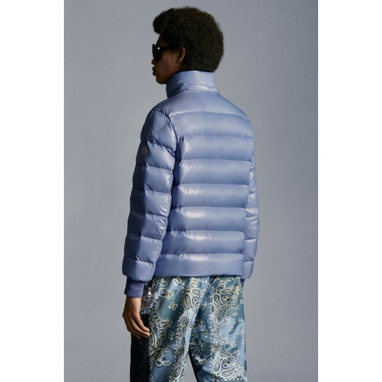 2022 Moncler Cuvellier Short Down Jacket Mens Winter Puffer Down Coat Outerwear Sky Blue