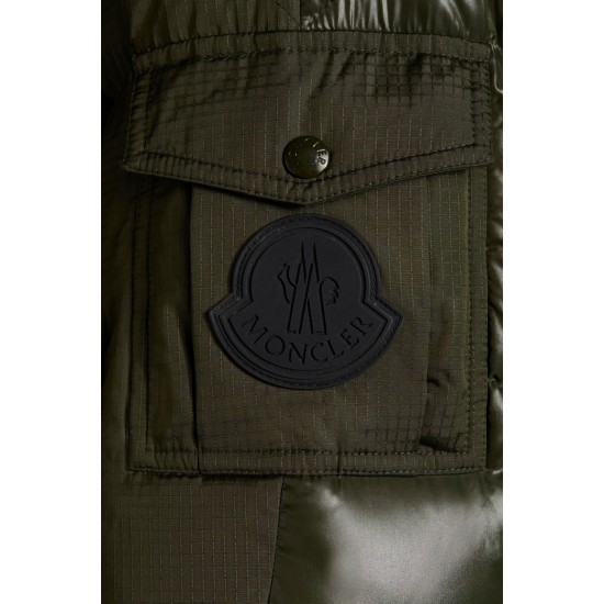 2022 Moncler Deschamps Short Down Jacket Mens Zip Up Hooded Down Puffer Coat Winter Outerwear Army Green