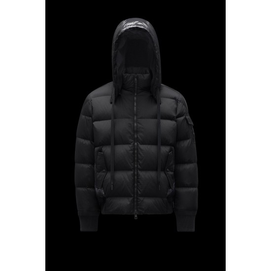 2022 Moncler Deschamps Short Down Jacket Mens Zip Up Hooded Down Puffer Coat Winter Outerwear Black