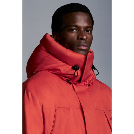 2022 Moncler Dilliers Hooded Down Jacket Mens Winter Down Coat Outerwear Orange Red