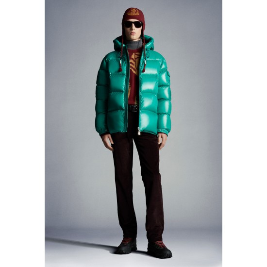 2022 Moncler Ecrins Short Down Jacket Mens Winter Hooded Puffer Down Coat Outerwear Jungle Green