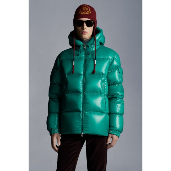 2022 Moncler Ecrins Short Down Jacket Mens Winter Hooded Puffer Down Coat Outerwear Jungle Green