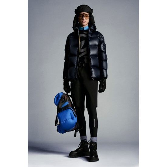 2022 Moncler Ecrins Short Down Jacket Mens Winter Hooded Puffer Down Coat Outerwear Night Blue