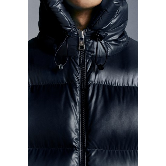 2022 Moncler Ecrins Short Down Jacket Mens Winter Hooded Puffer Down Coat Outerwear Night Blue