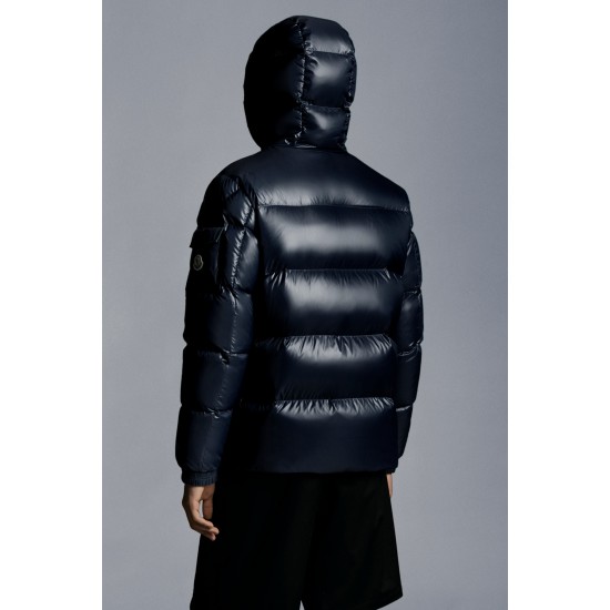 2022 Moncler Ecrins Short Down Jacket Mens Winter Hooded Puffer Down Coat Outerwear Night Blue