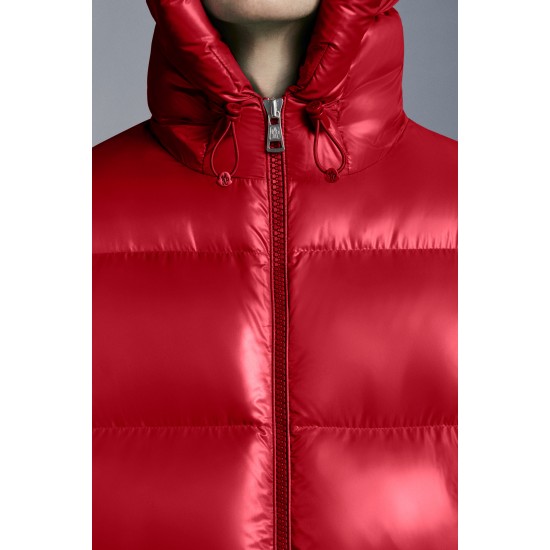 2022 Moncler Ecrins Short Down Jacket Mens Winter Hooded Puffer Down Coat Outerwear Scarlet Red