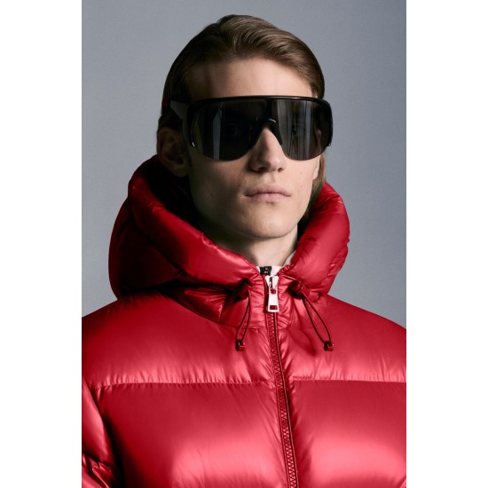 2022 Moncler Ecrins Short Down Jacket Mens Winter Hooded Puffer Down Coat Outerwear Scarlet Red