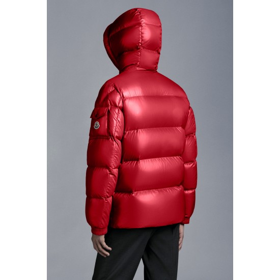 2022 Moncler Ecrins Short Down Jacket Mens Winter Hooded Puffer Down Coat Outerwear Scarlet Red