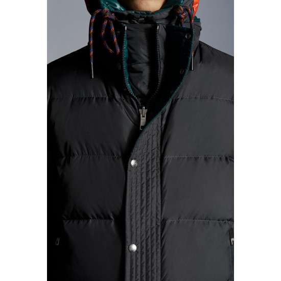 2022 Moncler Etievant Short Down Jacket Hooded Mens Down Puffer Coat Reversible Winter Outerwear Dark Gray