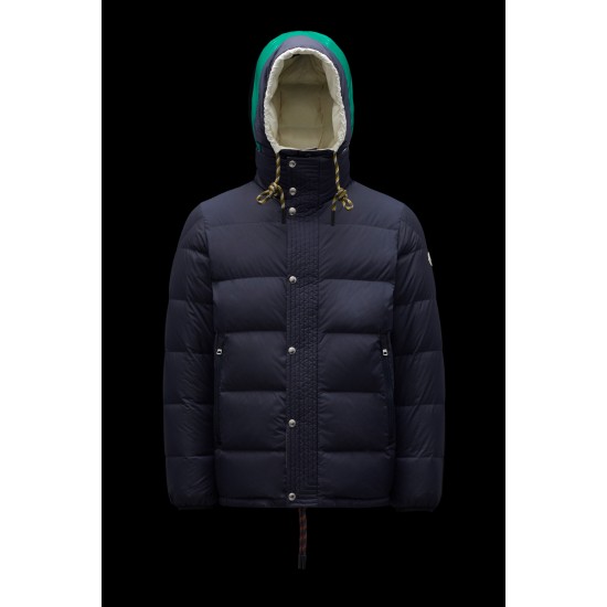 2022 Moncler Etievant Short Down Jacket Hooded Mens Down Puffer Coat Reversible Winter Outerwear Night Blue