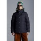 2022 Moncler Etievant Short Down Jacket Hooded Mens Down Puffer Coat Reversible Winter Outerwear Night Blue