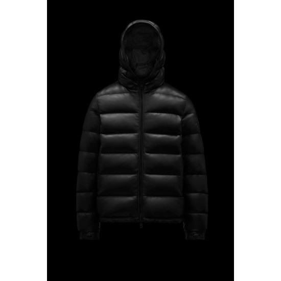 2022 Moncler Gebroulaz Padded Leather Puffer Jackets Short Down Jacket Mens Down Coat Winter Outerwear Black