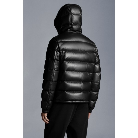 2022 Moncler Gebroulaz Padded Leather Puffer Jackets Short Down Jacket Mens Down Coat Winter Outerwear Black