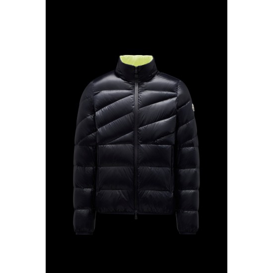 2022 Moncler Hanin Short Down Jacket Mens Winter Puffer Down Coat Outerwear Night Blue