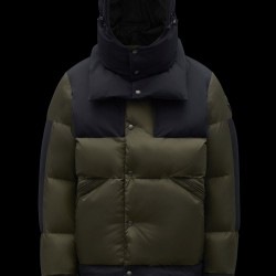 2022 Moncler Joffe Short Down Jacket Hooded Mens Down Puffer Coat Winter Outerwear Army Green