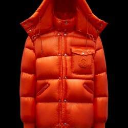 2022 Moncler Lamentin Short Down Jacket Mens Hooded Winter Puffer Down Coat Outerwear Bright Orange