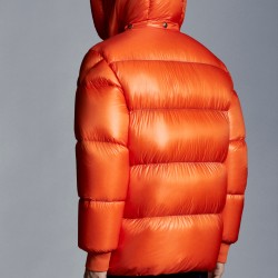 2022 Moncler Lamentin Short Down Jacket Mens Hooded Winter Puffer Down Coat Outerwear Bright Orange