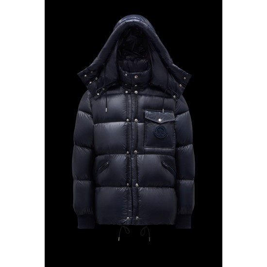 2022 Moncler Lamentin Short Down Jacket Mens Hooded Winter Puffer Down Coat Outerwear Night Blue