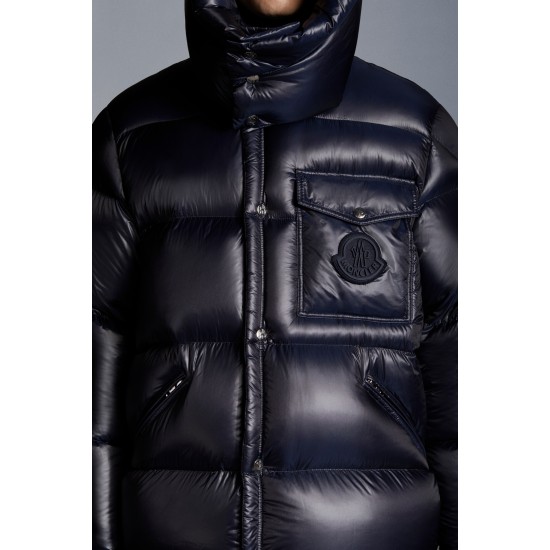 2022 Moncler Lamentin Short Down Jacket Mens Hooded Winter Puffer Down Coat Outerwear Night Blue