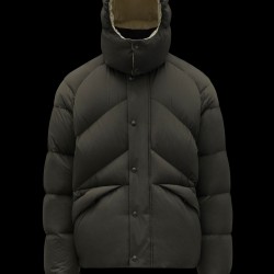 2022 Moncler Lavaine Short Down Jacket Mens Down Coat Hooded Winter Outerwear Army Green