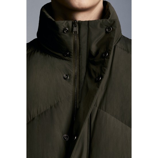 2022 Moncler Lavaine Short Down Jacket Mens Down Coat Hooded Winter Outerwear Army Green