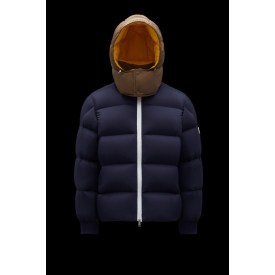 2022 Moncler Loeb Short Down Jacket Mens Winter Hooded Puffer Down Coat Outerwear Night Blue