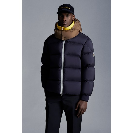 2022 Moncler Loeb Short Down Jacket Mens Winter Hooded Puffer Down Coat Outerwear Night Blue