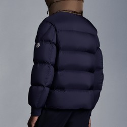 2022 Moncler Loeb Short Down Jacket Mens Winter Hooded Puffer Down Coat Outerwear Night Blue